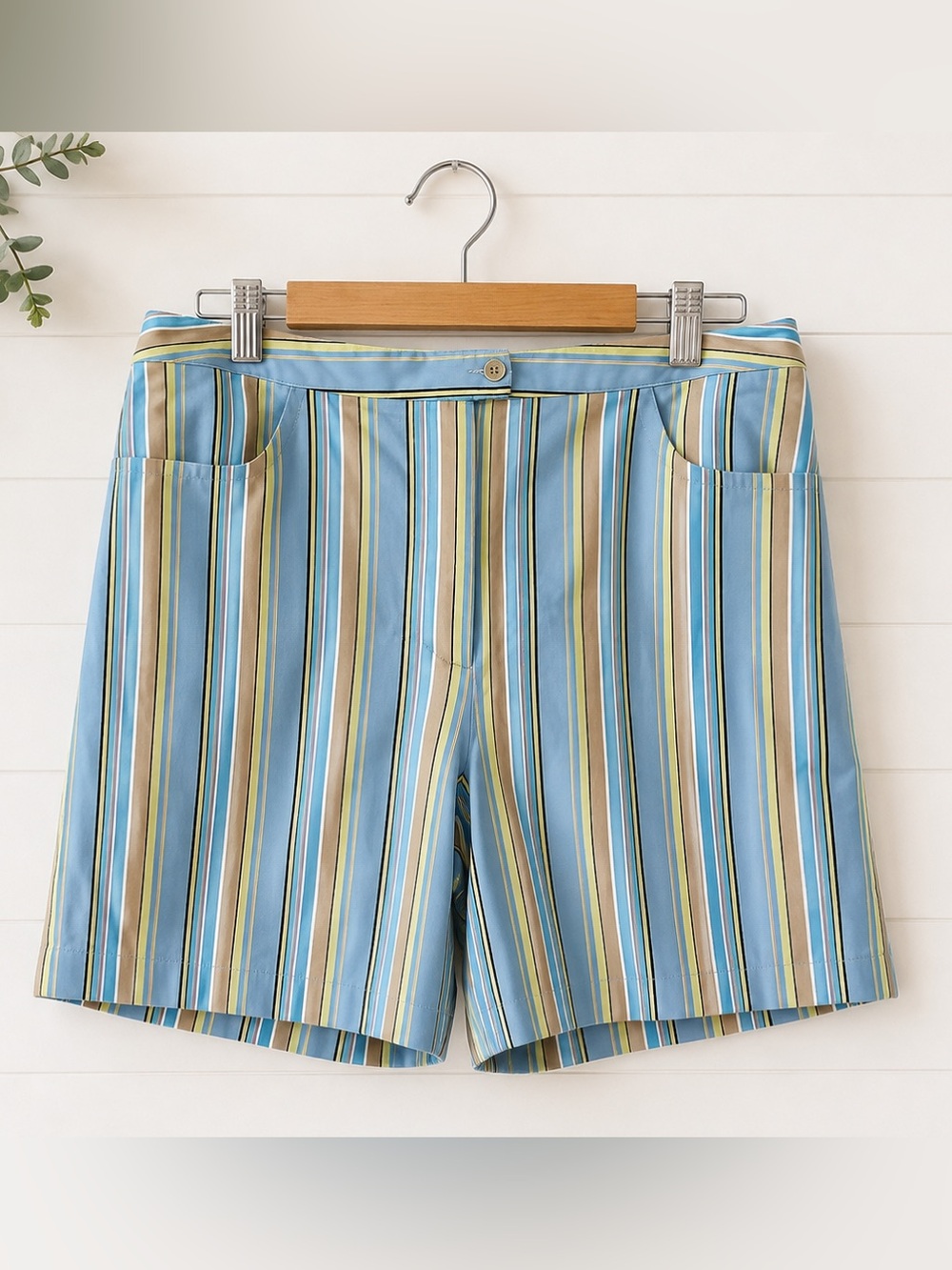 Real Clothes Women’s Striped Light Blue & Khaki Shorts